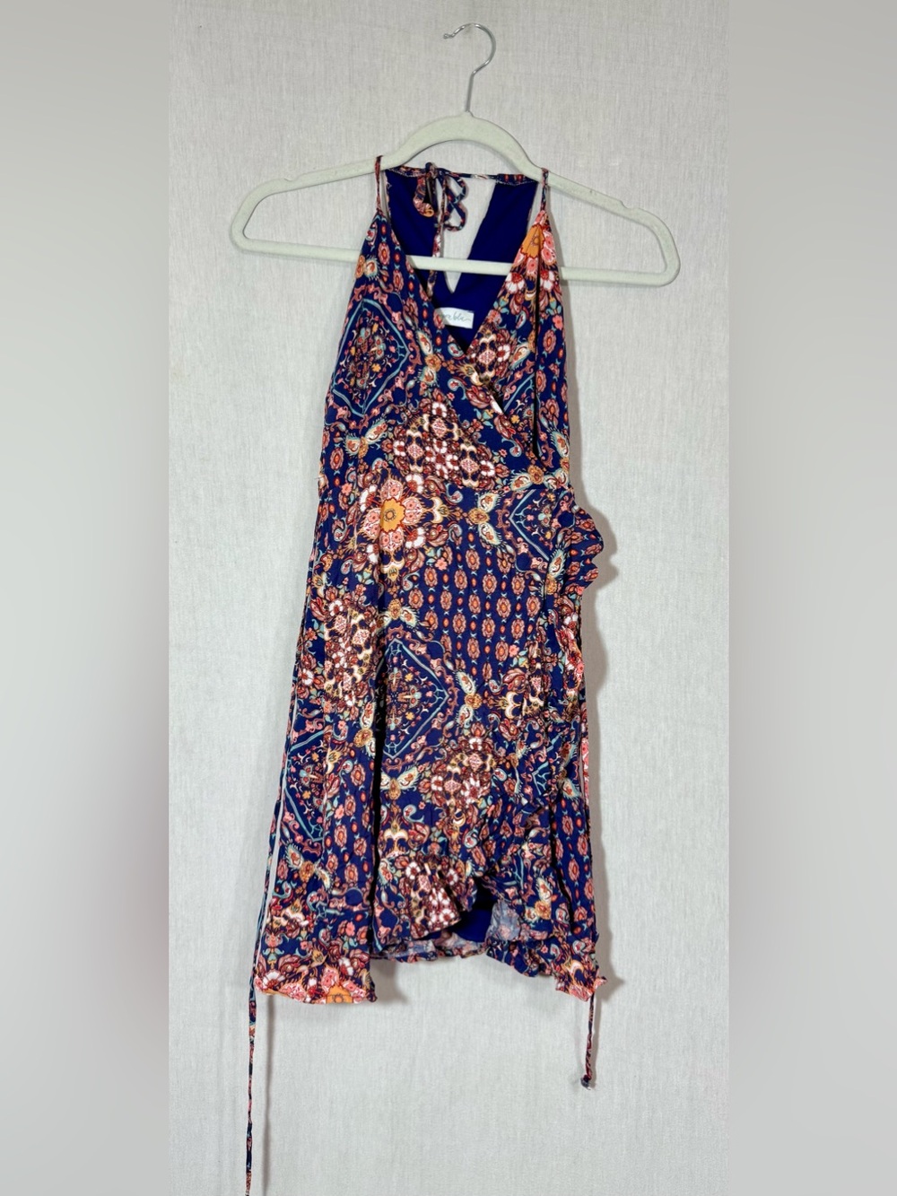 Juniper Blu size S boho Floral Navy Wrap Dress